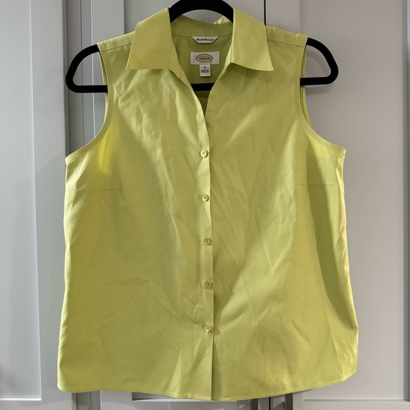 Talbots‎ Spearmint Green Sleeveless Button Up Blouse 100% Cotton size 8 - Picture 1 of 5